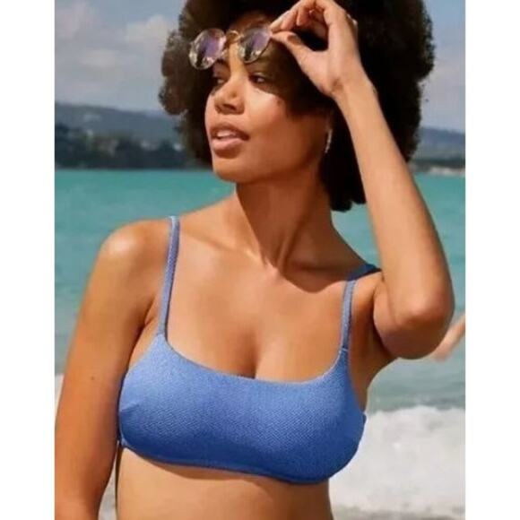 Aerie Shine Pique Twist High Cut Cheeky & Longline Scoop Bikini Set Womens Size - Picture 1 of 7